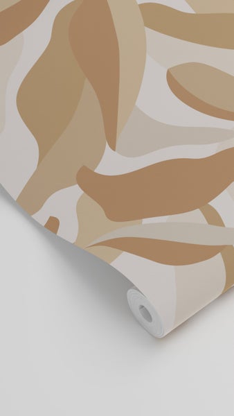 ESTAhome Tapete tropische Blätter Beige und Terrakotta - 50 x 900 cm - 139944