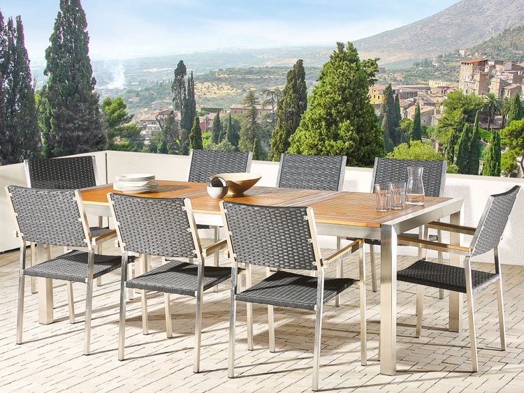 Gartenmöbel Set 8-Sitzer GROSSETO Eukalyptusholz Braun / Schwarz