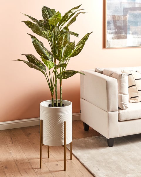 Blumentopf mit Beinen ASTILLBE Metall 31 cm Weiß