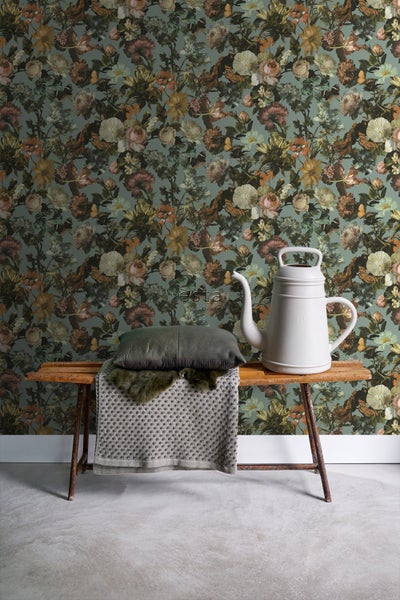 ESTAhome Tapete Blumen Graublau - 53 cm x 10.05 m - 139292