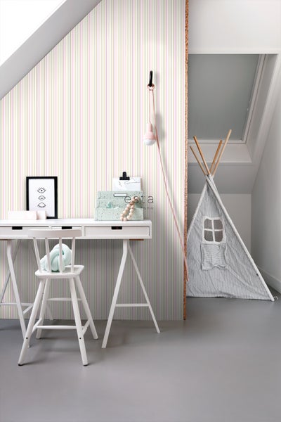 ESTAhome Tapete Streifen Babyrosa - 53 cm x 10.05 m - 137304