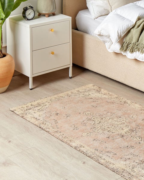 Teppich MATARIM Beige 80 x 150 cm Baumwolle