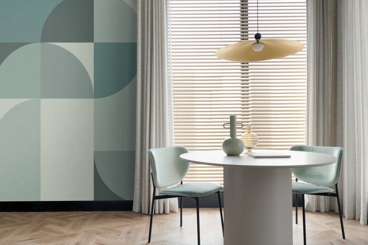 Origin Wallcoverings Fototapete Kreise im Bauhaus-Stil Grautürkis - 2.5 x 2.79 m - 357323