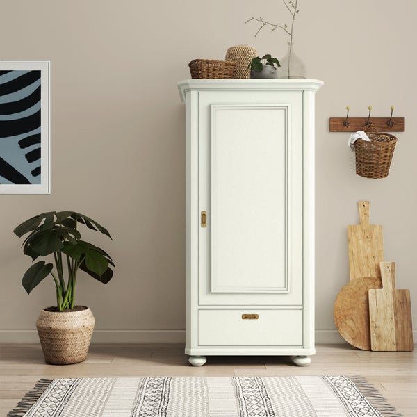 MissPompadour seidenmatte Holzfarbe - Weiß mit Schmelz - 1 L, Möbelfarbe ohne Schleifen - Farbe für Holz, Metall, Kunststoff - Holzlack, Möbellack schnelltrocknend mit hoher Deckkraft