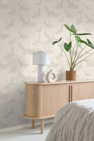 Origin Wallcoverings Tapete Kraniche Sandbraun - 53 cm x 10.05 m - 347827