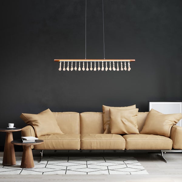LED Pendelleuchte NOBILIS Länge ca. 100 cm, aus Metall und Kunststoff in Gold, mit fest verbauten LEDs, Beleuchtung für Wohnzimmer, Esszimmer oder Büro