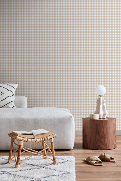 ESTAhome Tapete Karomuster Beige - 50 x 900 cm - 131299