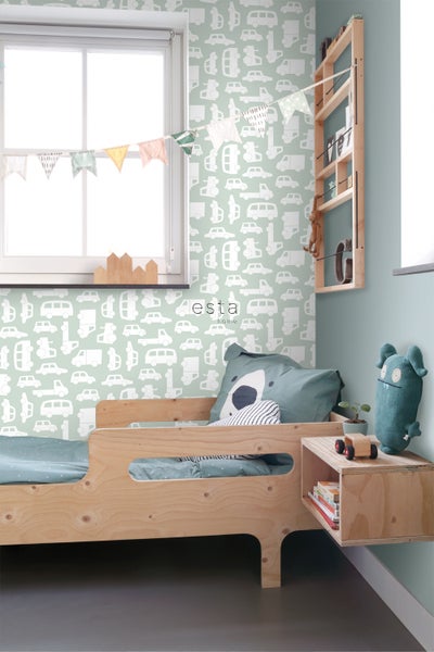 ESTAhome Tapete Autos Mintgrün - 0,53 x 10,05 m - 139046