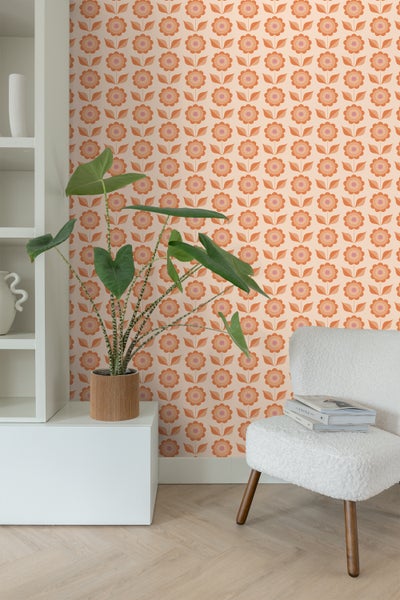 ESTAhome Tapete Blumen Orange - 50 x 900 cm - 130977