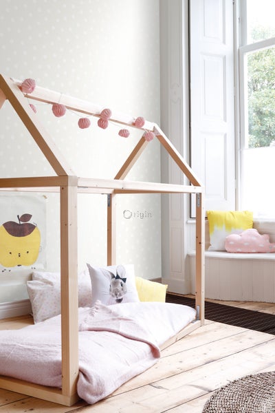 Origin Wallcoverings Tapete Punktmuster Weiß und Silbergrau - 53 cm x 10,05 m - 347513