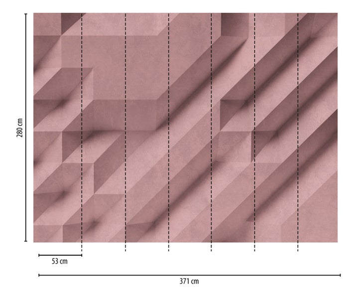 Fototapete mit geometrischem 3D-Würfelmuster und den Maßen 280 mal 371 Zentimeter