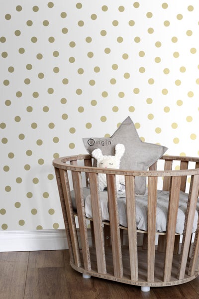 Origin Wallcoverings Tapete Punkte Weiß und Gold - 53 cm x 10.05 m - 347674