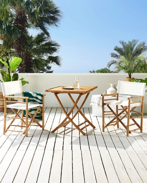 Gartenstuhl 2er Set MOLISE Bambusholz Braun