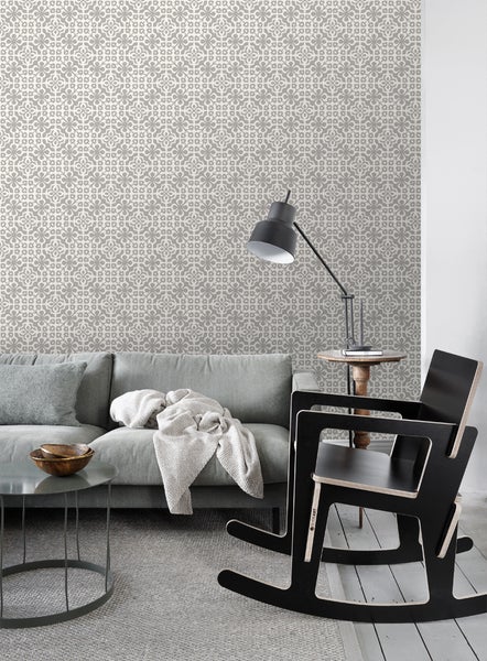 ESTAhome Tapete abgenutzte Fliesen Taupe - 53 cm x 10.05 m - 128045