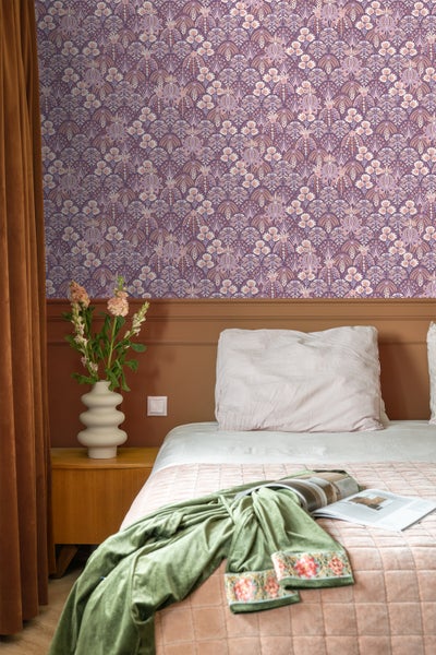 ESTAhome Tapete Blumenmuster im Jugendstil Lila - 50 x 900 cm - 130973