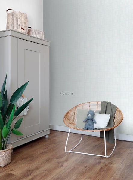 Origin Wallcoverings Tapete Blätter Hellblau und Weiß - 53 cm x 10.05 m - 347498