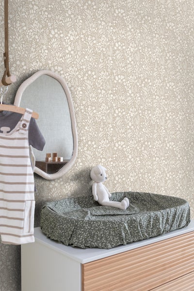 ESTAhome Tapete Blumen Hellbeige - 50 x 900 cm - 131253