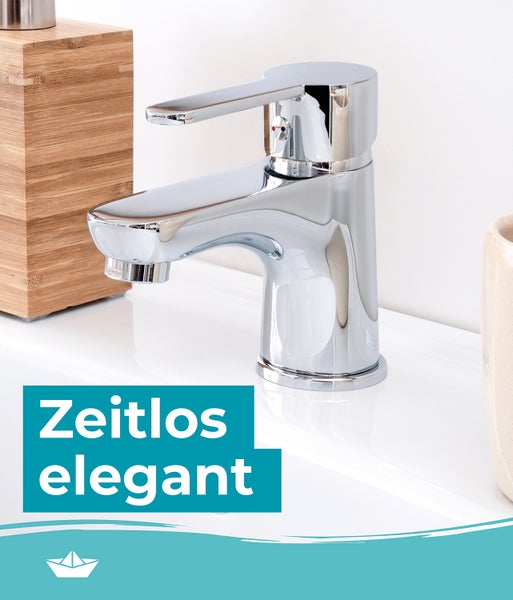 Calmwaters® Wasserhahn Bad - 56 mm Auslaufhöhe - leichte Reinigung - robuster Messingkern - mit Excentergarnitur und 35 cm Anschlussschläuche - Hochdruck Waschtischarmatur Bad, 14PZ2540