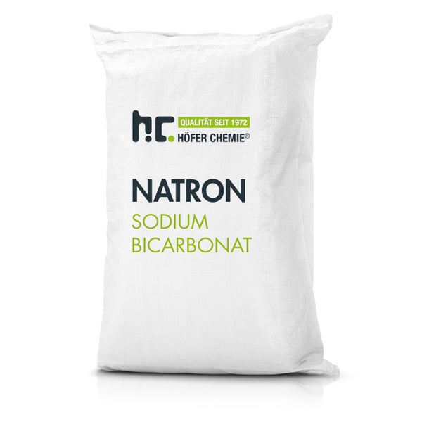 Natron, auch bekannt als Natriumbicarbonat, in einem Sack von Höfer Chemie