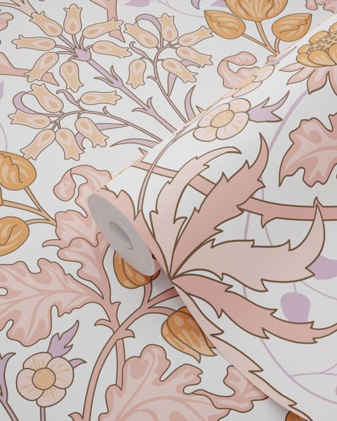 ESTAhome Tapete Blumenmuster im Jugendstil Rosa, Orange und Lila - 50 x 900 cm - 131177
