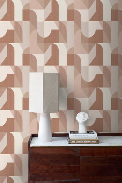 Origin Wallcoverings Tapete Kreise im Bauhaus-Stil Terrakotta und Beige - 50 x 900 cm - 348029