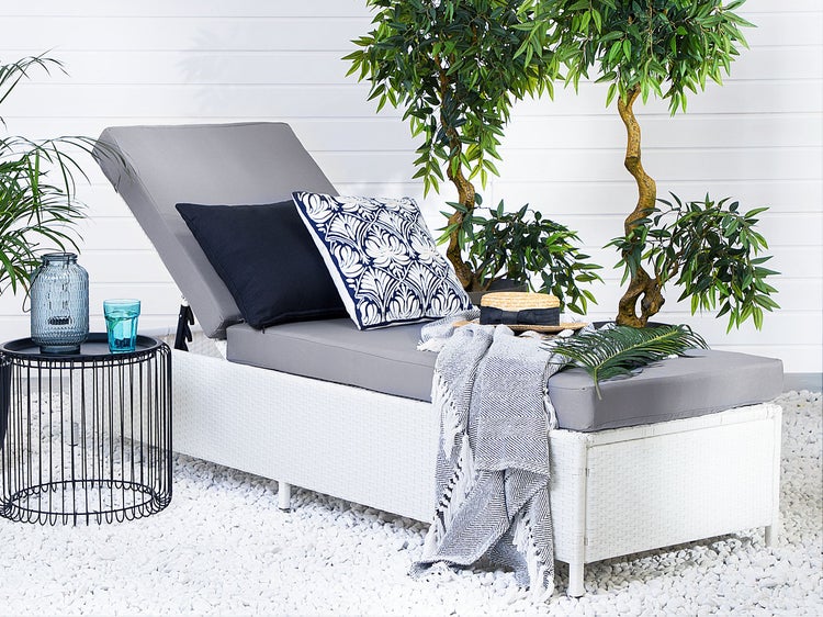 Sonnenliege mit Kissen TURIN Polyrattan Weiß