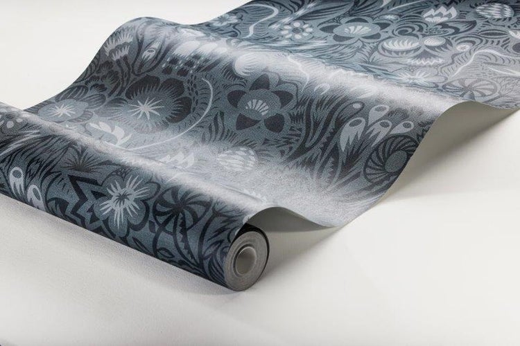 Borastapeter Tapete Blätter Graublau - 49 cm x 10.05 m - 660823