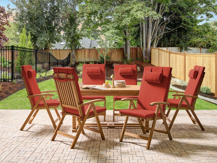 Gartenmöbel Set 6-Sitzer JAVA PREMIUM Akazienholz Rot