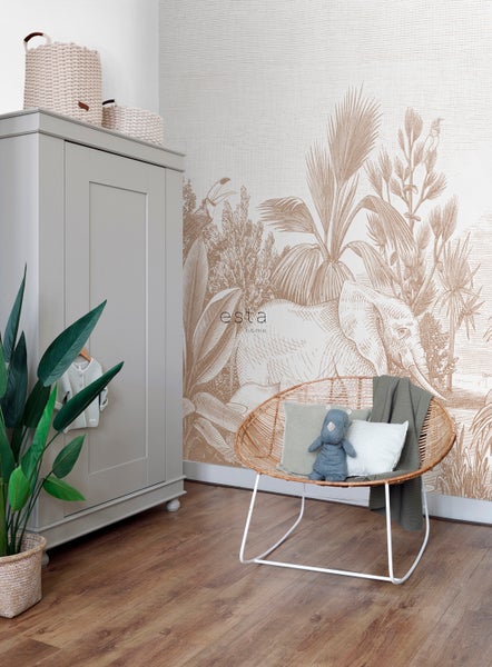 ESTAhome Fototapete Dschungelmuster Beige - 3 x 2,79 m - 159062