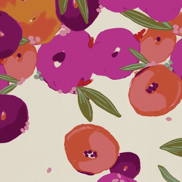 Abstrakte Darstellung von Blüten und Blättern