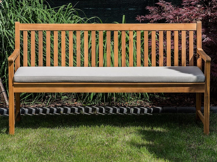 Gartenbank mit Auflage VIVARA 160 cm zertifiziertes Akazienholz Beige