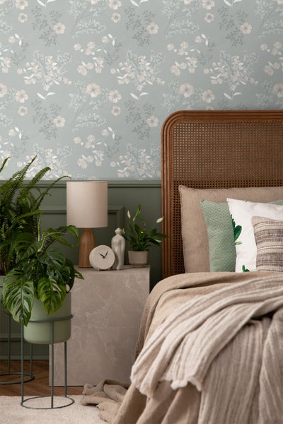 Borastapeter Tapete Blumen Grau - 53 cm x 10.05 m - 660438