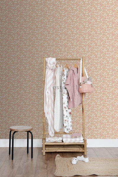 ESTAhome Tapete Blumen Rosa, Grün und Weiß - 50 x 900 cm - 139469
