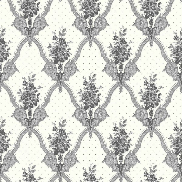 Duro Tapete Blumen Grau und Beige - 53 cm x 10.05 m - 661189