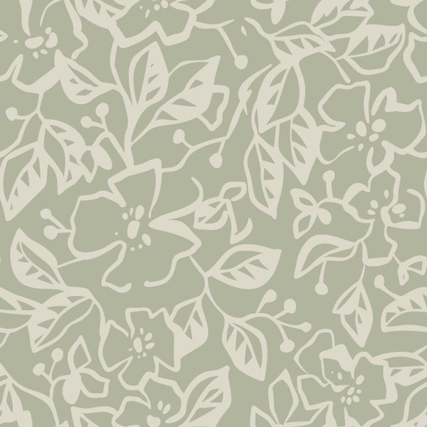ESTAhome Tapete Blätter und Blumen Mintgrün - 50 x 900 cm - 131372
