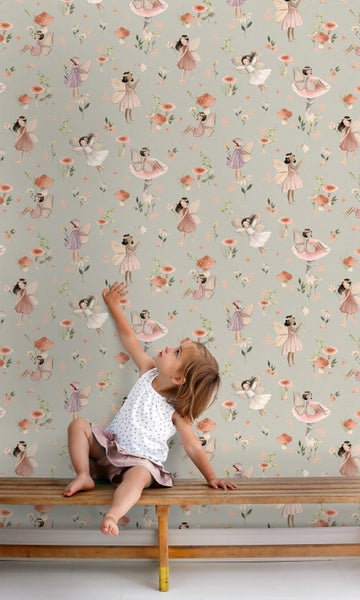 ESTAhome Tapete Elfen Rosa und Blaugrün - 50 x 900 cm - 131339