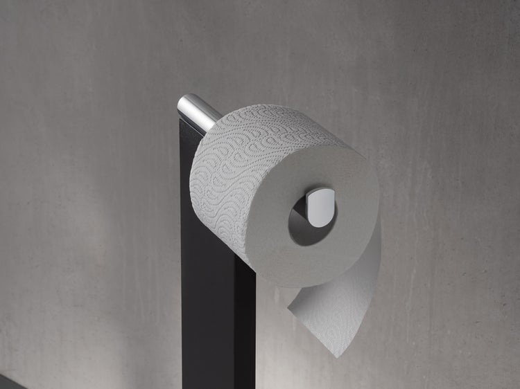 KEUCO Stand WC-Garnitur aus Metall schwarz/verchromt und Kunststoff schwarz 31,3 x 71,1 x 26 cm