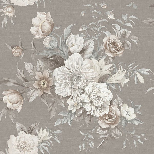 Borastapeter Tapete Blumenstillleben Taupe - 53 cm x 10.05 m - 660258