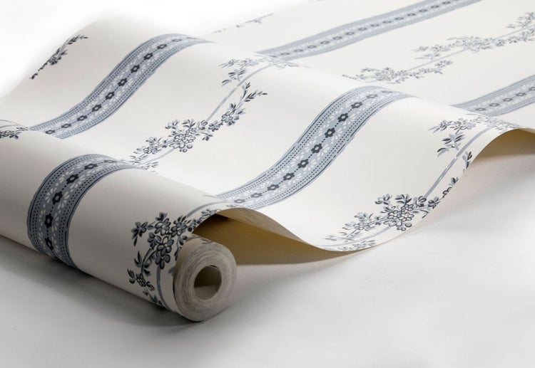 Borastapeter Tapete Blumen Beige und Blau - 53 cm x 10.05 m - 660047