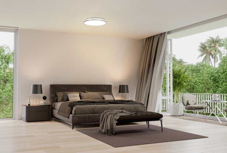 Technische Zeichnung einer runden Deckenleuchte mit Durchmesser 383 mm und Höhe 58 mm.