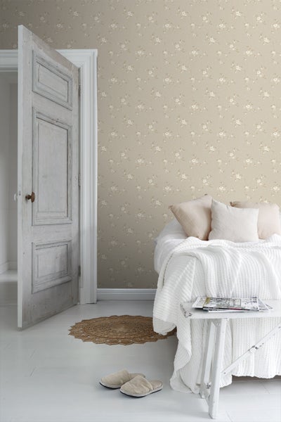 Borastapeter Tapete Blumen Hellbraun - 53 cm x 10.05 m - 660941