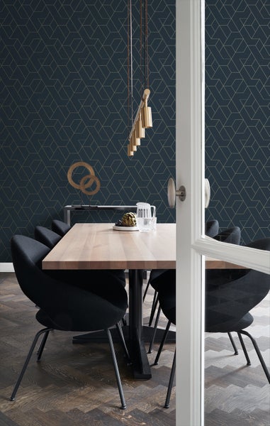 Origin Wallcoverings Tapete grafische Linien Dunkelblau und Gold - 50 x 900 cm - 347908