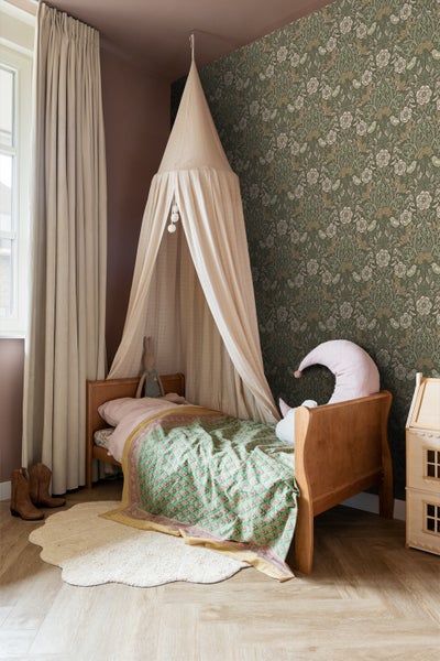ESTAhome Tapete Blumen und Vögel Dunkelgrün - 53 cm x 10.05 m - 139831