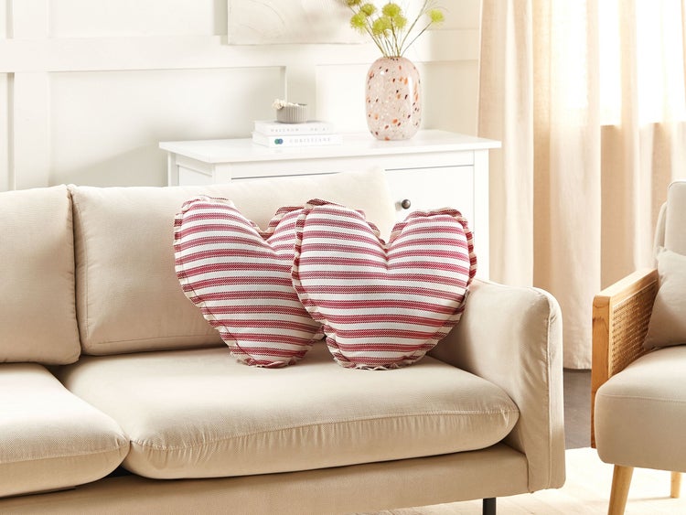 Dekokissen 2er Set RUBIA Baumwolle 45 x 45 cm Rot Streifenmuster