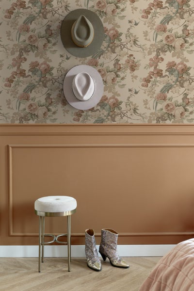 ESTAhome Tapete Blumen und Vögel Beige - 50 x 900 cm - 139808