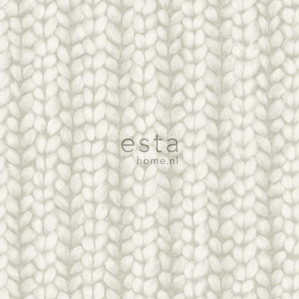 ESTAhome Tapete grob gestricktes Muster Hellgrau - 53 cm x 10.05 m - 148341