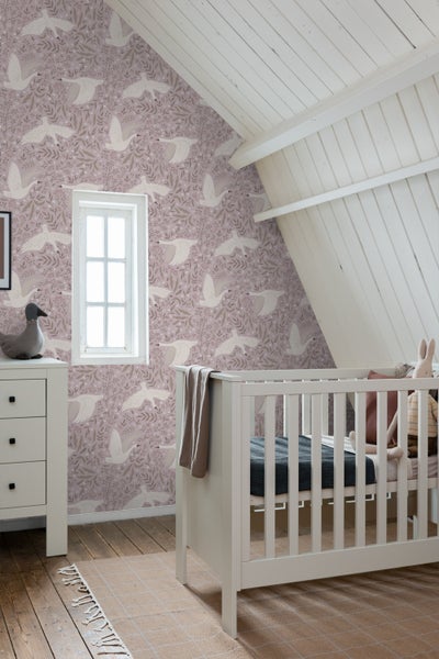 ESTAhome Tapete Schwäne Violett - 53 cm x 10.05 m - 130959