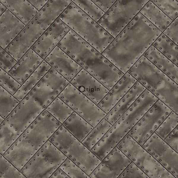 Origin Wallcoverings Tapete Metallplatten Braun - 53 cm x 10.05 m - 337244