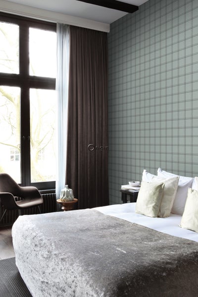Origin Wallcoverings Tapete Karomuster Graublau - 0,53 x 10,05 m - 347622