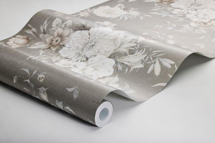 Borastapeter Tapete Blumenstillleben Taupe - 53 cm x 10.05 m - 660258
